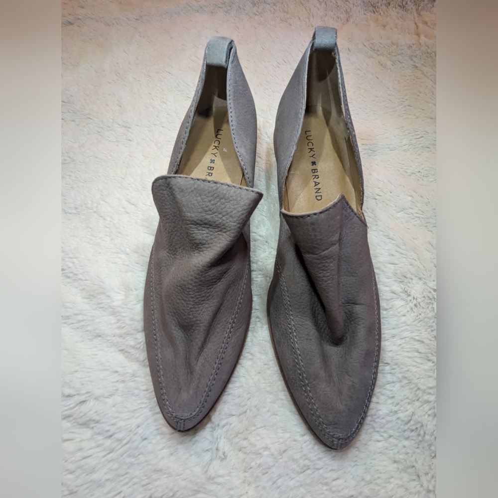 Lucky brand chop out slip on leather slides 7